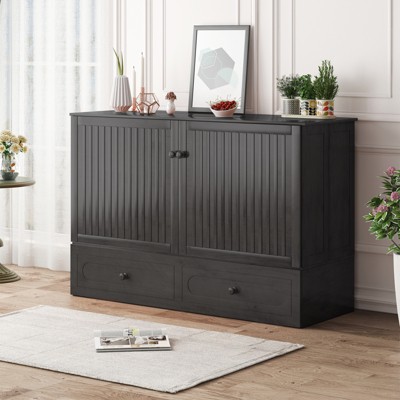 Mjkone Murphy Bed,Cube Foldable Cabinet Bed with Charging Station