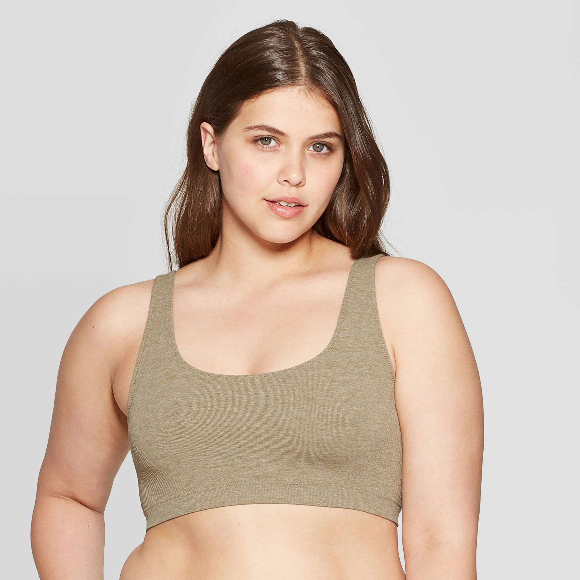 Women's Seamless Scoop Neck Bralette Auden - Olive Heather L, Women's,  Size: Large, Green Grey, by Auden