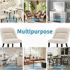 Mid-Century Upholstered Modern Dining Room Chairs with Wood Legs - Comfortable Nature Linen Fabric Kitchen Chairs for Living Home & Cafe - 3 of 4