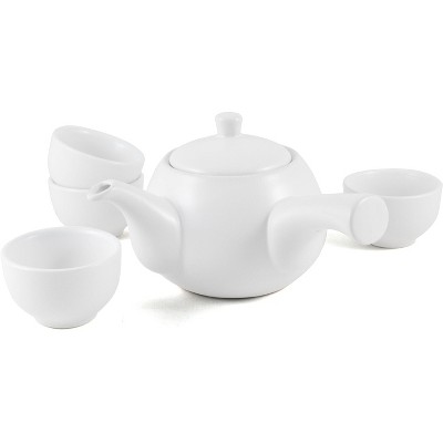 Joyce Chen Time for Tea White Stoneware 5 Piece Asian Tea Set 