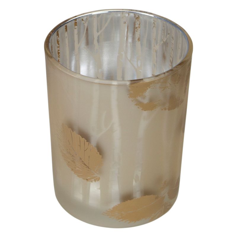 Northlight 5" Matte Gold and White Birch Flameless Glass Candle Holder, 3 of 6