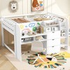 JUJABU Full Size Low Loft Bed with Desk, Cabinets, Bookshelves & Graffiti Whiteboard - 4 of 4