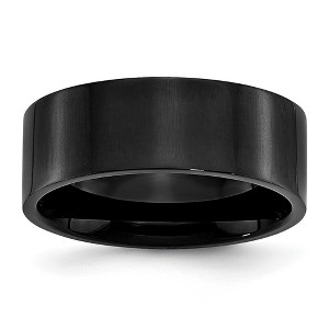 Black Bow Jewelry Men's 8mm Black Plated Stainless Steel Polished Flat Band - 1 of 4