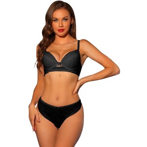 INSPIRE CHIC Women's Lace Padded Full Coverage Underwire Bra and Panty Set - 1 of 4