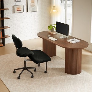 Pinmoco Ergonomic Cross-Legged Swivel Chair, Adjustable PU Leather Meditation Chair - 1 of 4