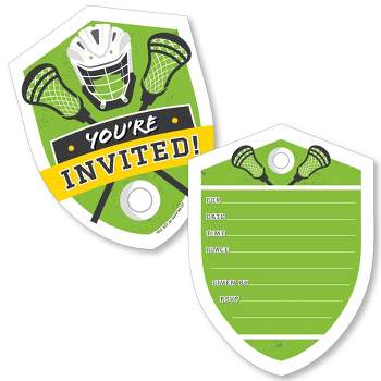 Big Dot of Happiness Lax to the Max Lacrosse Shaped Fill-In Invitations Party Invitation Cards with Envelopes Set of 12