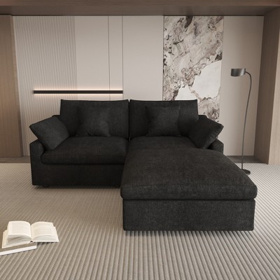 WJShome Cloud Couch Modular Sectional Sofa,82.68" L Shaped Couch,Down Filled Convertible Wide Seater,2 Seater+Ottoman,Covers Washable&Replaceable
