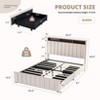 Lyngins Upholstered Queen/Full Bed Frame,Platform Bed Frame with Storage Headboard,RGB LED Lighting & 4 Sliding Drawers,No Box Spring Needed,Beige - 2 of 4