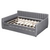 Full Size Upholstered Daybed with Trundle and Wood Slat Support - 3 of 4
