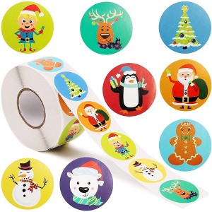 Juvale 1000 Pieces Holiday Stickers for Kids Classroom, Christmas Stickers Roll for Crafts, Scrapbooking, 1.5 In - 1 of 4
