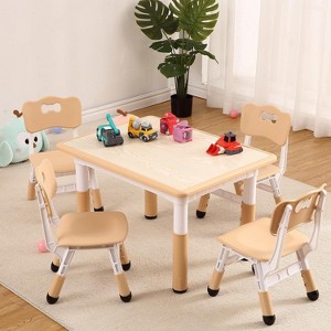 Jojoka Kids Table and 4 Chair Set,Height Adjustable Toddler Table and Chairs Set with Non-Slip Table Legs - 1 of 4