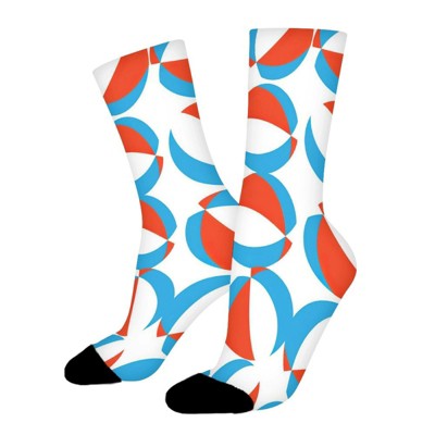 Red White And Blue Beach Women Printed Crew Socks Funny Funky Socks Soft Polyester Novelty Gifts for Artists Men