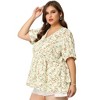 Agnes Orinda Women's Plus Size Floral V Neck Short Sleeve Layered Peplum Hem Casual Summer Blouses - 4 of 4