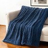 HomeRoots 50" X 60" Oxford Blue Faux Fur Herringbone Plush Throw Blanket - 2 of 4