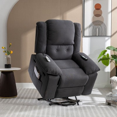 Corduroy Fabric Massage Recliner Chair for Elderly,Living Room Recliner Chair,Adjustable Back Recliner Chair with Side Pocket-Coolbibila