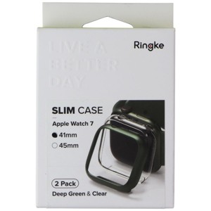 Ringke Slim Case for Apple Watch 9/8/7 (41mm) - Deep Green and Clear (2 Pack) - 1 of 1
