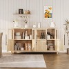 Acekool 55" Farmhouse Storage Cabinet – 4 Glass Door Sideboard with Shelves, Slim Kitchen & Dining Organizer in Crisp White - 3 of 4