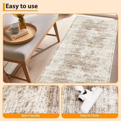 Machine Washable Area Rug for Bedroom Foldable Ultra Thin Low Pile Carpet Non Slip Indoor Floor Cover