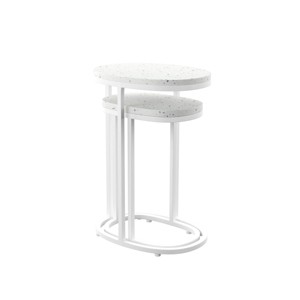 Vicanno Terrazzo Outdoor Nesting Tables - 2 Piece Set - White - SEI - 1 of 4