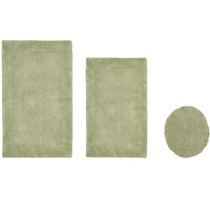 Edge Bath Rug 100% Premium Cotton Ultra-Soft Water Absorbent Tufted Solid Reversible 3 Piece Bathroom Rug Set for Machine Washable Bathmat - 1 of 4