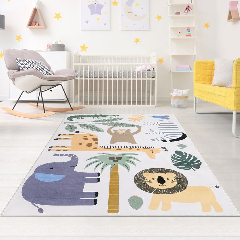 Whizmax 3x5''Washable Kids Area Rug Cartoon Animals Play Mat,Educational Learning Game Non Slip Carpet, 5 of 9