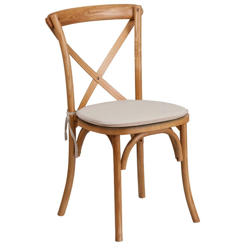 Merrick Lane Stackable Wooden Cross Back Bistro Dining Chair with Cushion, 1 of 8