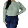Women's Ribbed Mock Neck Top With Puff Sleeves - Basic Bae - 4 of 4