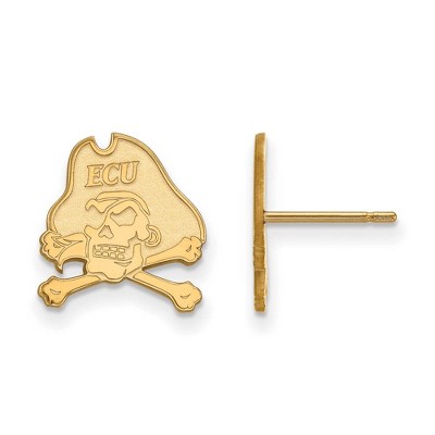 Black Bow Jewelry 14k Yellow Gold East Carolina Pirates NCAA Post Earrings