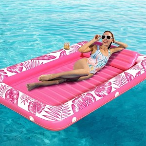 Jasonwell 4-in-1 Inflatable Tanning Lounger, Sun Tan Tub & Pool Raft, Water-Filled Mat/Pad for Adults & Kids (Large), Rose Pink - 1 of 4