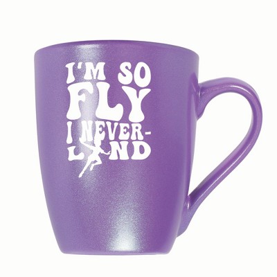 Elanze Designs I'm So Fly I Neverland 10 ounce New Bone China Coffee Tea Cup Mug, Passion Purple