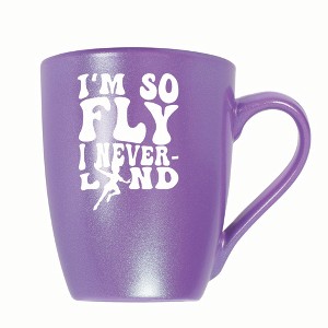 Elanze Designs I'm So Fly I Neverland 10 ounce New Bone China Coffee Tea Cup Mug, Passion Purple - 1 of 4