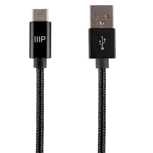 Monoprice Nylon Braided USB C to USB A 2.0 Cable - 6 Feet - Black | Type C, Fast Charging, Compatible With Samsung Galaxy S10/ Note 8, LG V20 and More - 1 of 4