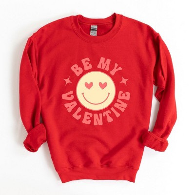 Simply Sage Market Women's Graphic Sweatshirt Valentine Yellow Smiley Face