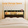 Aheaplus Upholstered Headboard with Storage Shelf, Charging Station and LED Light - 4 of 4