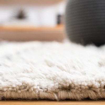Ivory and Gray Hand-Knotted Wool 8' x 10' Striped Rug