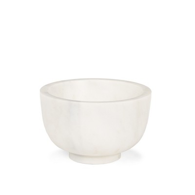 HomeRoots 7" White Marble Round Decorative Bowl