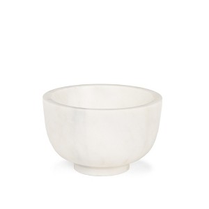 HomeRoots 7" White Marble Round Decorative Bowl - 1 of 4