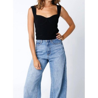 Women's Bustier Sweater Top - OLIVACEOUS