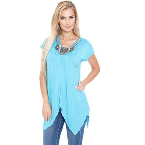 Women's Embellished V-Neck Fenella Top Tunic - White Mark - 1 of 3
