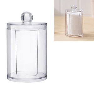 Transparent Round Plastic Cosmetic Box Cotton Pads Storage Box - 1 of 4