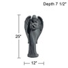 John Timberland Standing Angel Statue Sculpture English Decor Indoor Outdoor Garden Front Porch Patio Yard Outside Faux Greystone Ceramic 25" Tall - 4 of 4