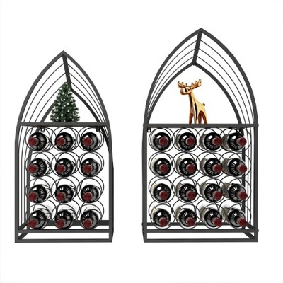 Boersma Sailboat Shaped Wine Cabinet Rack, 2 Piece Display Rack, Freestanding Wine Cabinet with Bottle Storage, Spirits and Wine Home Bar, Kitchen