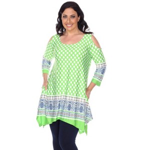 Women's Plus Size Antonia Cold Shoulder Tunic with Pockets - White Mark - 1 of 3