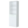 TOAOTBNBO Modern Bookcase and Bookshelf with 2 Door, 3 Open Bookshelves with Storage Cabinet Wood Display Book Shelf for Living Room, White - 2 of 4