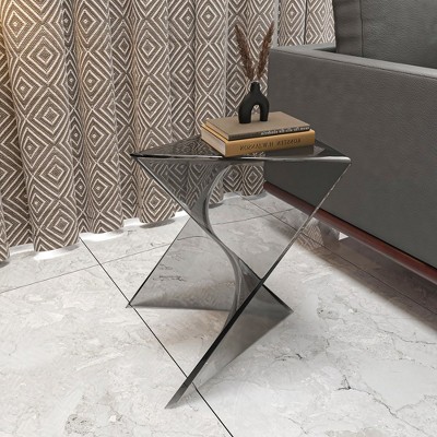 Randolph 15.75" Smoke Gray Plastic Triangular Accent Side Table