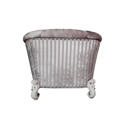 Versailles Ivory Velvet and Wood Accent Chair with Pillows