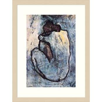 15" x 19" The Blue Nude 1902 by Pablo Picasso Framed Wall Art Print Cream - Amanti Art