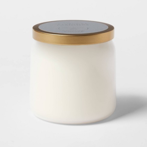 Frosted glass candle jar with wood lid white glass candle vessels