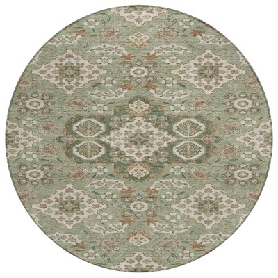 HomeRoots 8' Sage Copper And Ivory Round Medallion Washable Indoor Outdoor Area Rug