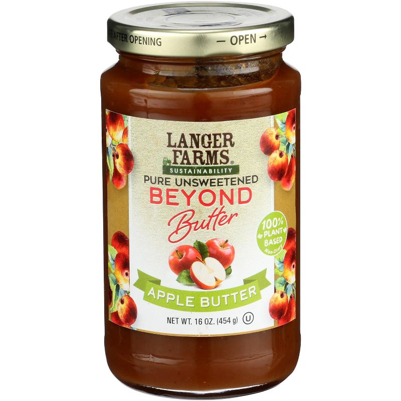 Langer Farms Unsweetened Beyond Apple Butter- Case of 12 - 16 oz, 1 of 2
